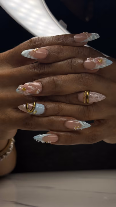 3d Sculpting, Chrome, Gem Placement, Stamping — nail work by Nails by Cody