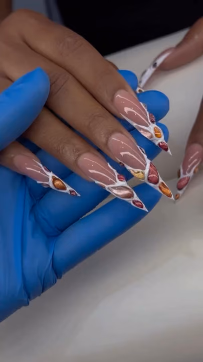 Chrome, Relief Art, Stained Glass Effect, Stiletto — nail work by sang nguyen