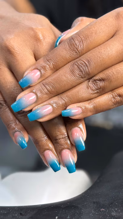 Airbrush, Coffin, Ombre — nail work by Atlanta Nail Tech