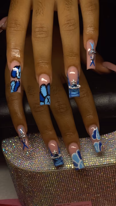 3d Sculpting, Charm Placement, Hand Painting — nail work by Norcross nail tech
