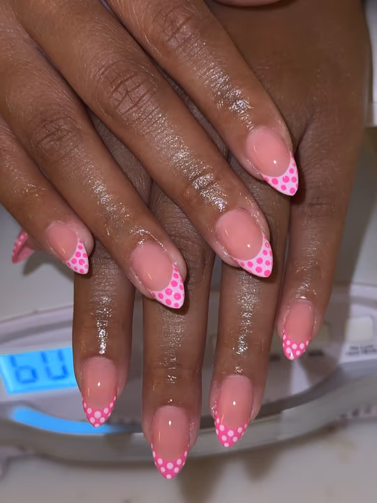 French Manicure, Hand Painting, Dot Work — nail work by MALIA M