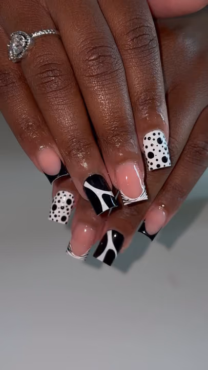 Line Art, French Manicure, Hand Painting — nail work by Dallas Ga Nail Tech