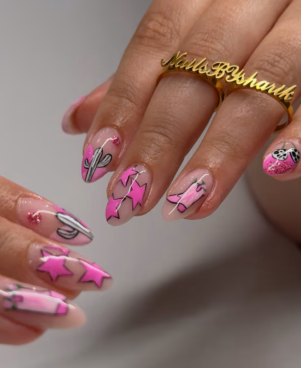 Character Art, Hand Painting, Line Art — nail work by Nails By Sharik