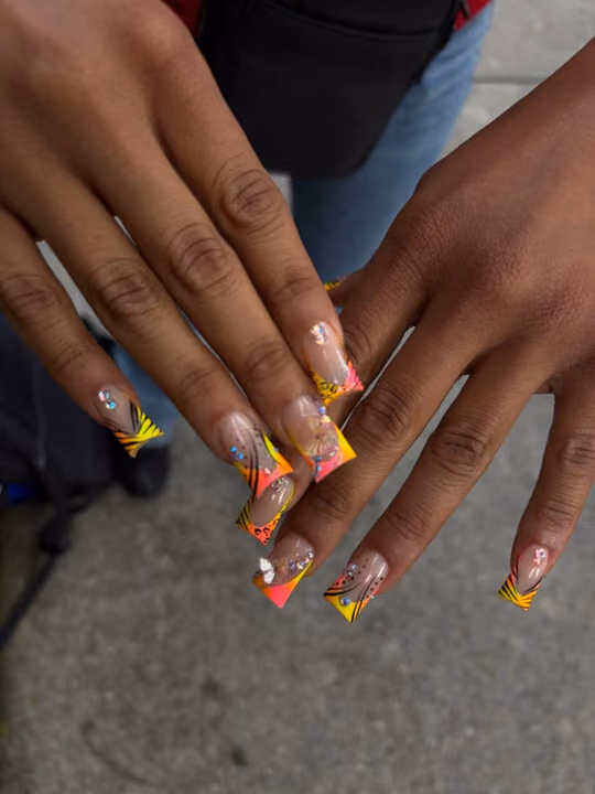 Animal Print, Line Art, Rhinestone Placement — nail work by Nubi Nailz