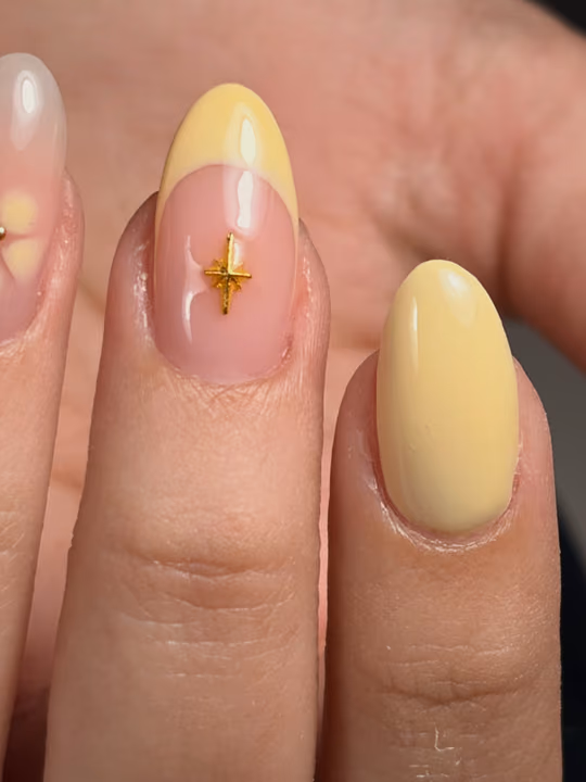 Charm Placement, French Manicure — nail work by Sofía Nails Artist