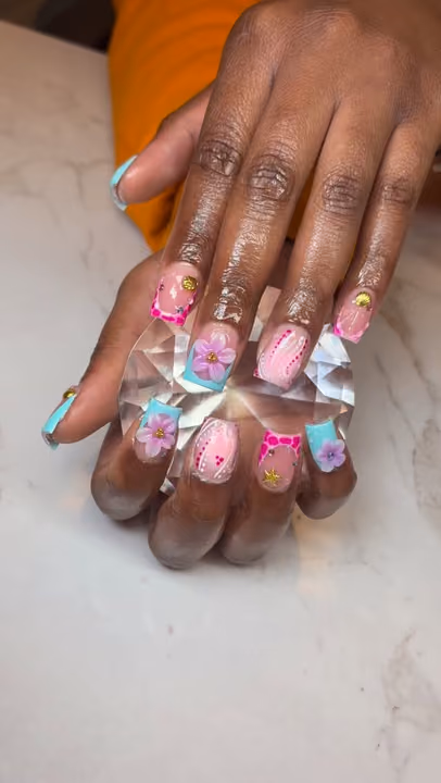 3d Sculpting, French Manicure, Rhinestone Placement — nail work by Nails by Gracie