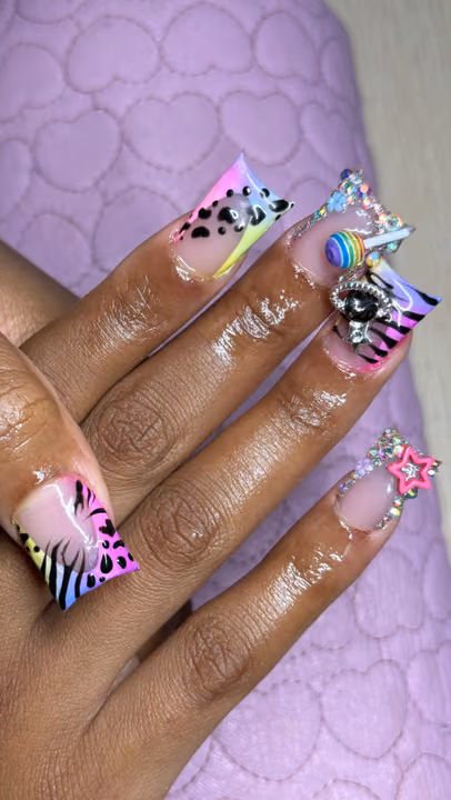 3d Sculpting, Animal Print, Duck, Encapsulation — nail work by ATL Nail Tech