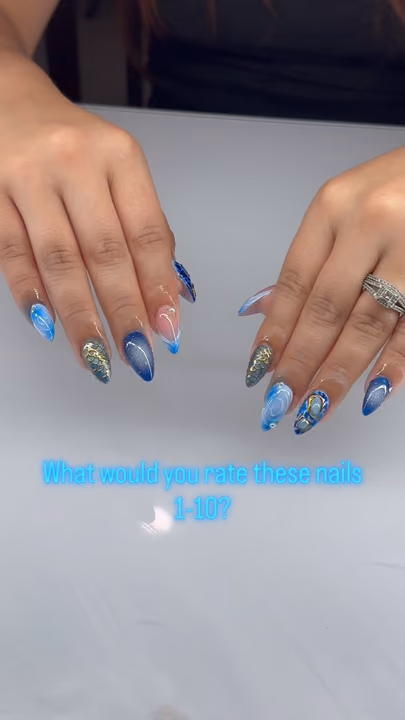 Cat Eye, Chrome, Marbling, Stiletto — nail work by Yesit Nails