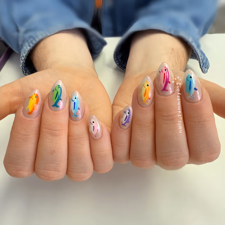 Line Art, Hand Painting — nail work by Atlanta Nail Tech