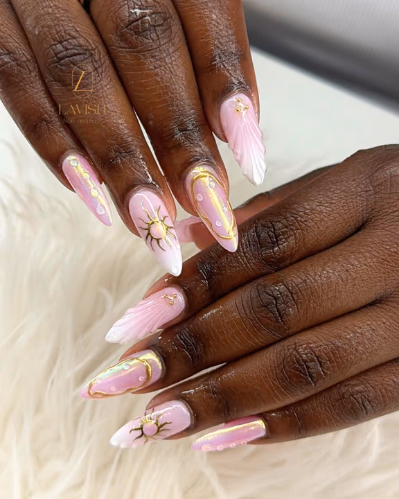 3d Sculpting, Chrome, Hand Painting, Mermaid Nails — nail work by Lavish Nails & Lash