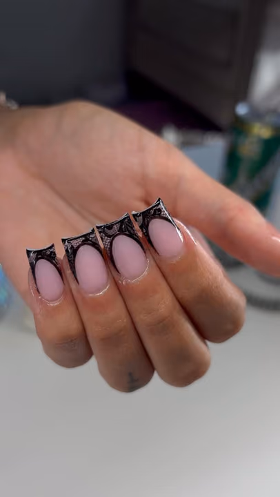 Duck, French Manicure, Lace Art — nail work by Dallas Ga Nail Tech