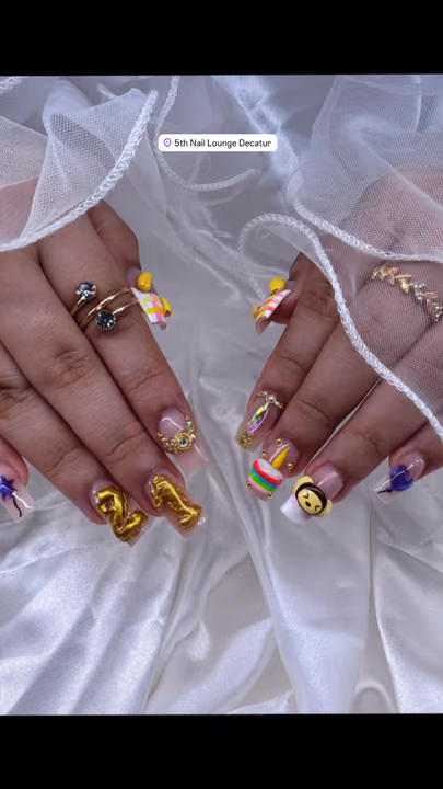 3d Sculpting, Charm Placement, Encapsulation — nail work by 5th Nail Lounge Decatur