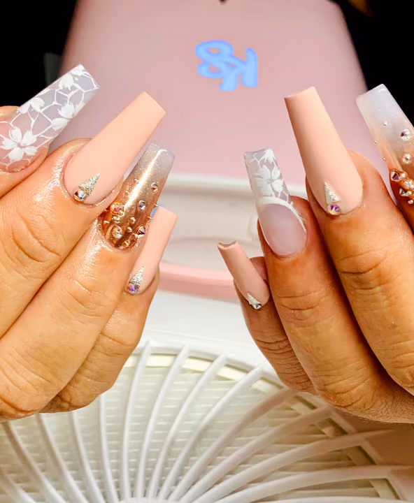 3d Sculpting, Encapsulation, Rhinestone Placement, Acrylic — nail work by TARA NAILS & LASH -nails