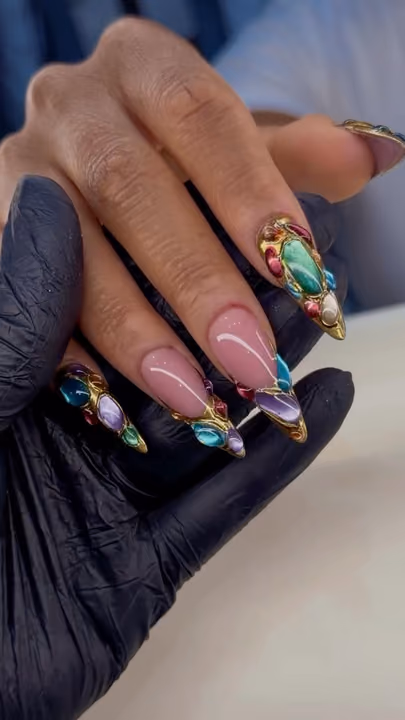 3d Sculpting, Gem Placement, Nail Extensions, Stiletto — nail work by sang nguyen