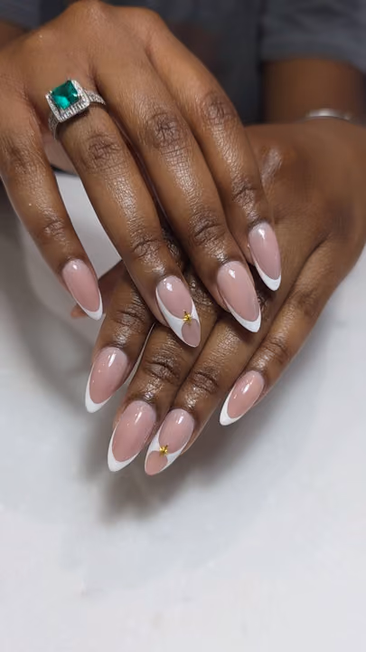 Charm Placement, French Manicure, Structured Gel — nail work by Russian Manicure Atlanta