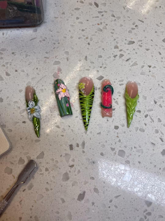 3d Sculpting, Animal Print, French Manicure, Hand Painting — nail work by Nailz.byNelle
