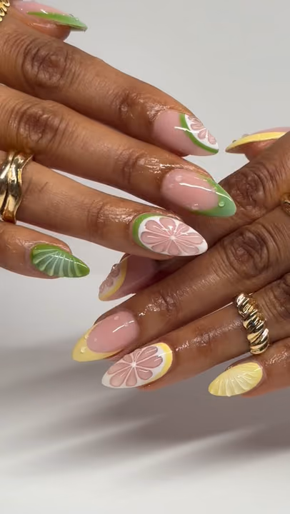 Hand Painting, Structured Gel — nail work by Nails By Sharik