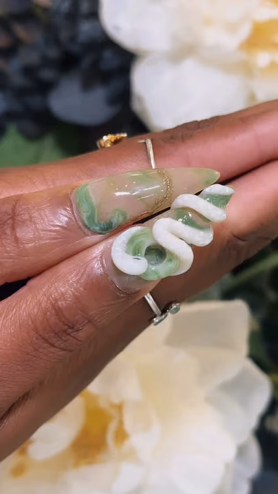 3d Sculpting, Marbling, Hard Gel — nail work by Cliff Nail Art
