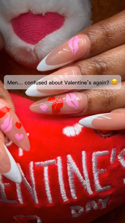 French Manicure, Hand Painting, Line Art — nail work by Main street Nails spa