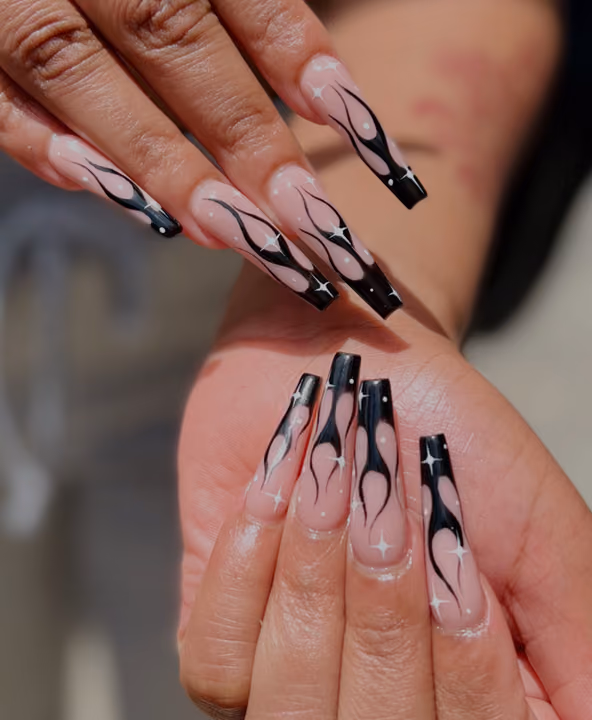 Ballerina, Hand Painting, Line Art — nail work by TARA NAILS & LASH -nails