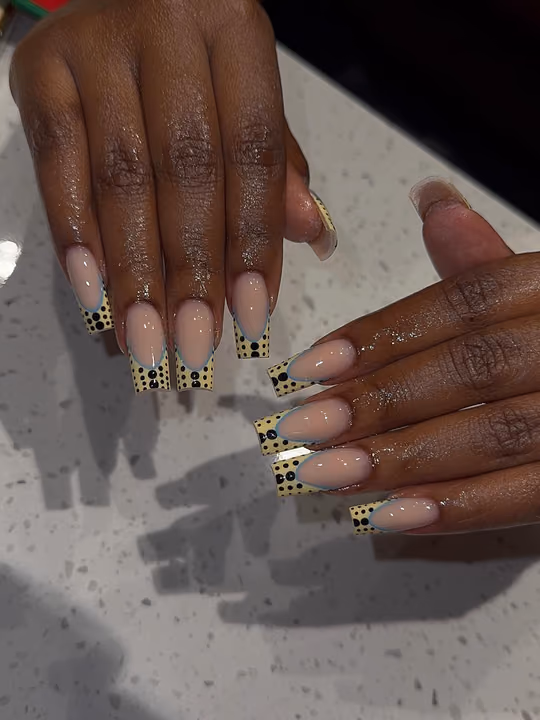 French Manicure, Geometric Art, Dot Work — nail work by Babe Cave Beauty,LLC