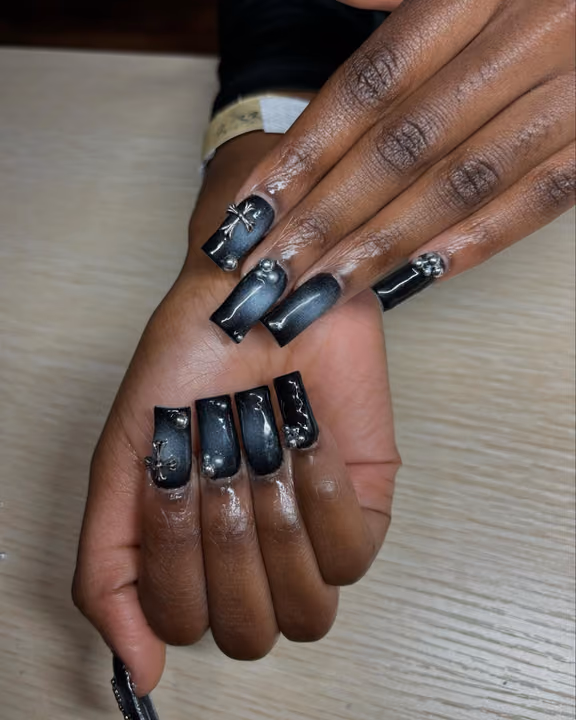 Cat Eye, Charm Placement, Chrome, 3d Sculpting — nail work by ATL Nail Tech