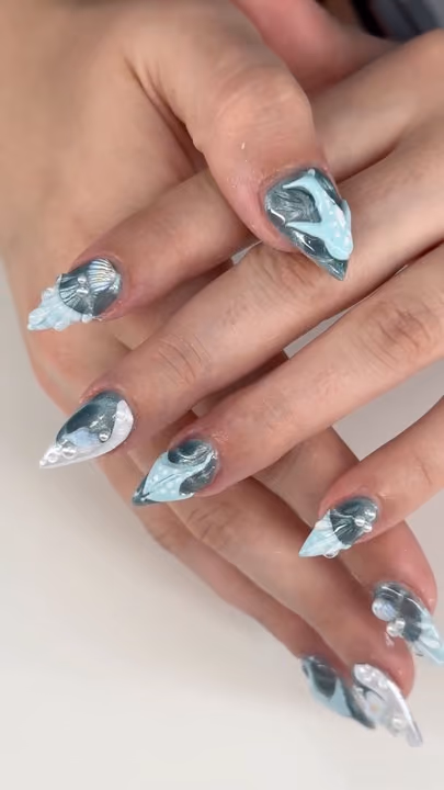 3d Sculpting, Chrome, Encapsulation, Stiletto — nail work by GT NAILS Duluth, Ga