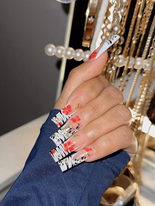 Animal Print, Line Art, Structured Gel — nail work by Abbienailz