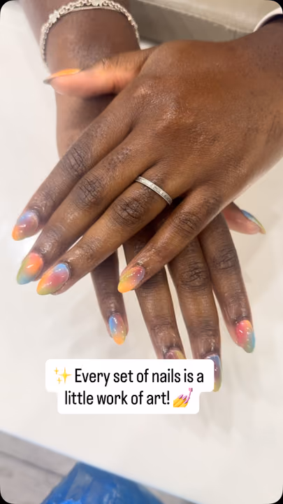 Airbrush, Aura Effect — nail work by Lush Nail Bar Toco Hills
