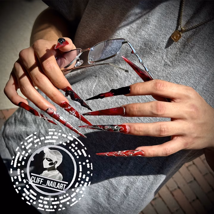 3d Sculpting, Chrome, Encapsulation, Extreme Length — nail work by Cliff Nail Art