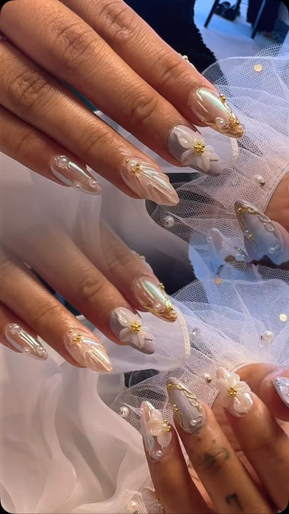 3d Sculpting, Charm Placement, Chrome, Encapsulation — nail work by Lifestyle Nail Bar