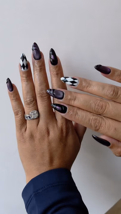 3d Sculpting, Cat Eye, Geometric Art, Hand Painting — nail work by Russian Manicure Atlanta