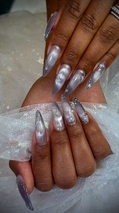 3d Sculpting, Cat Eye, Stiletto — nail work by Cliff Nail Art