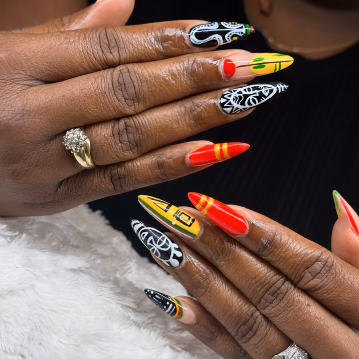 Hand Painting, Geometric Art — nail work by Meme