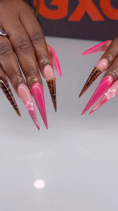 3d Sculpting, Animal Print, Extreme Length, Ombre — nail work by Yesit Nails