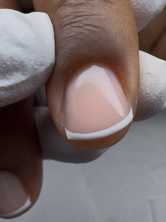 Apex Building, French Manicure, Line Art, Structured Gel — nail work by RUSSIAN MANI EDU+SALON