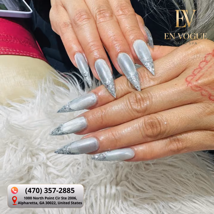 Cat Eye, Extreme Length, Glitter Fade, Stiletto — nail work by En Vogue Nails Spa