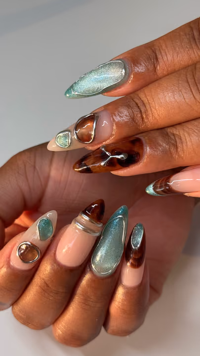 3d Sculpting, Cat Eye, Chrome, Encapsulation — nail work by Flair Nail & Beauty Bar