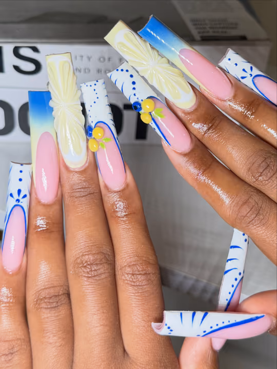3d Sculpting, Airbrush, Extra Long Length, Hand Painting — nail work by NAIL TALK MIDTOWN(GEORGIA TECH)