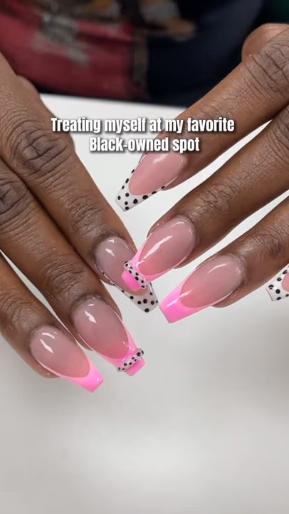 French Manicure, Dot Work — nail work by Doll House Nails