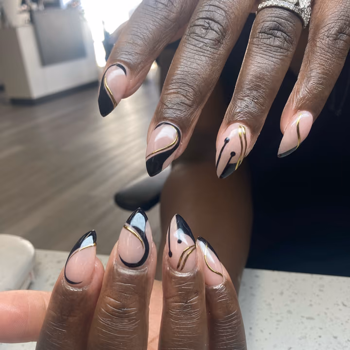 Chrome, Line Art, Negative Space — nail work by Nailz.byNelle