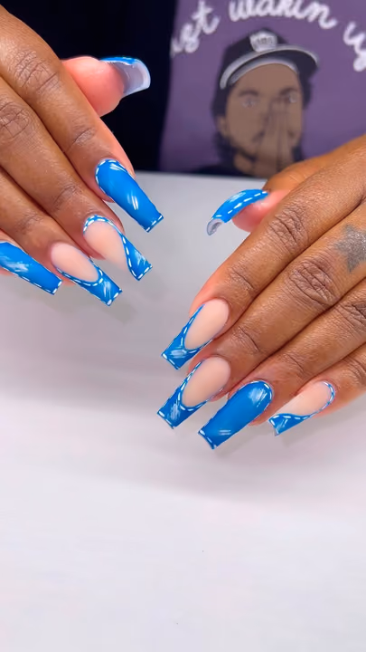 French Manicure, Hand Painting, Line Art — nail work by Nailed By Christel