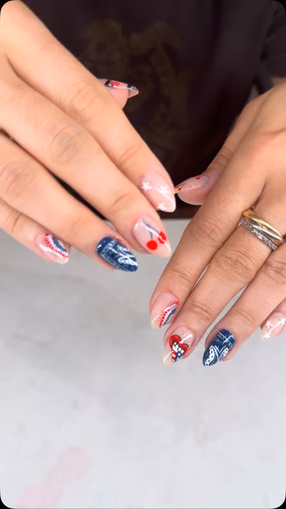 Line Art, Hand Painting, Mixed Media — nail work by Blanc Nail Bar