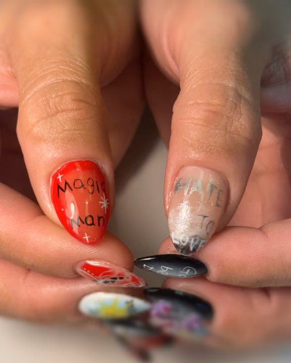 Hand Painting, Lettering — nail work by Atlanta Nail Tech