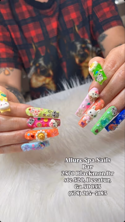 3d Sculpting, Charm Placement, Encapsulation, Extreme Length — nail work by Decatur