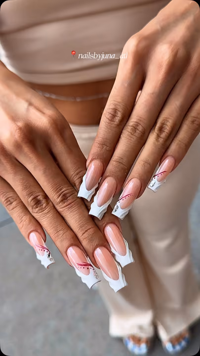 Line Art, Rhinestone Placement, Structured Gel, Textured Finish — nail work by TenTen Buckhead Nails