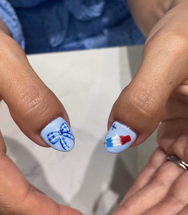 Hand Painting, Line Art — nail work by Lacquer Nail Bar