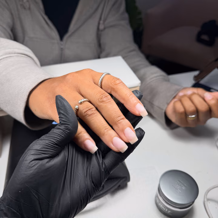 Gel Overlay, Square — nail work by Denise James