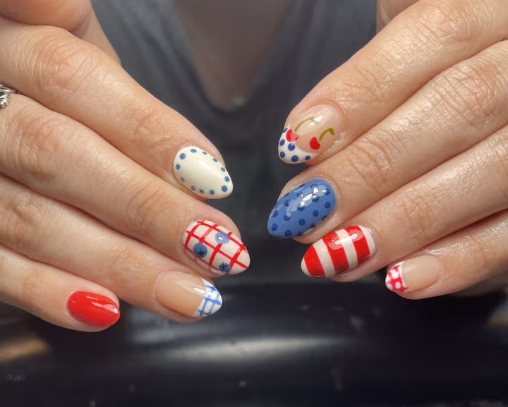Hand Painting, Plaid, Line Art — nail work by Nailz.byNelle