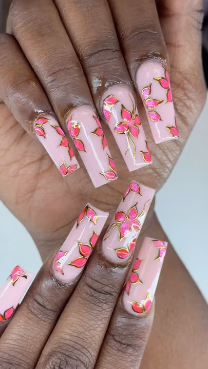 Chrome, Hand Painting — nail work by GT NAILS Duluth, Ga